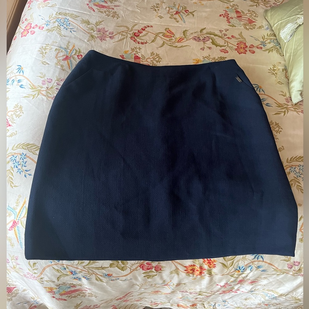 CHANEL Navy Blue Wool Skirt